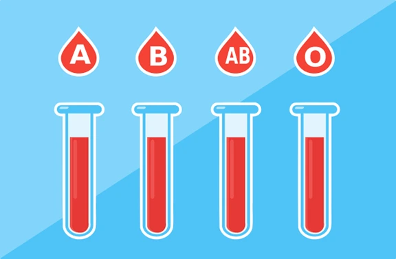 Cartoon blood types in test tubes