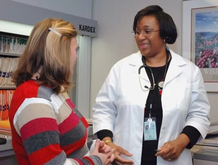 Doctor and patient patient speaking