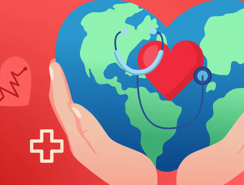 Earth inside heart illustration