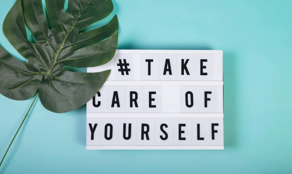 Lightbox with motivational words for self care