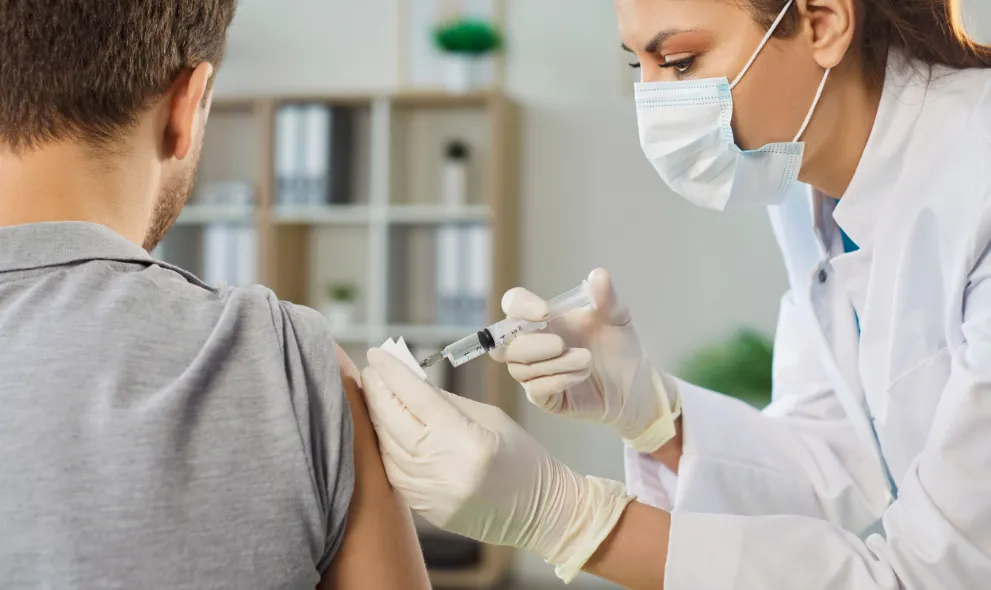 Man getting vaccine