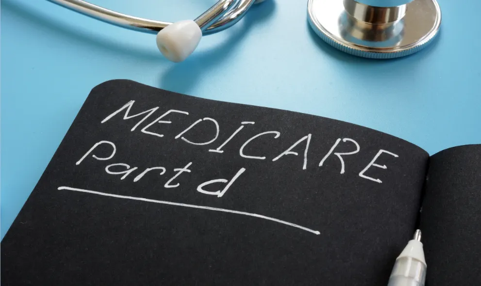 Medicare part d sign on black paper with stethoscope