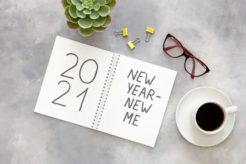 Journal that says new year new me