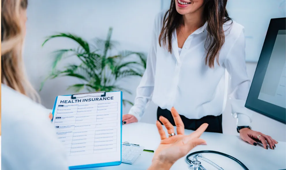 Woman completing health insurance forms
