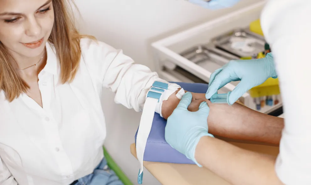 Woman getting a blood test