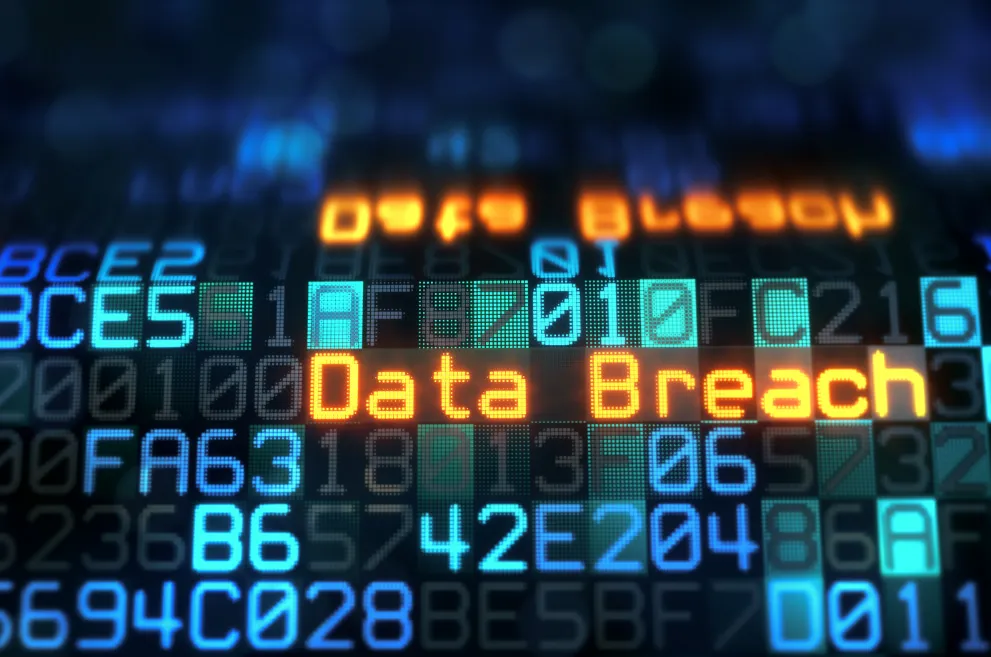 Words Data Breach on digital sign