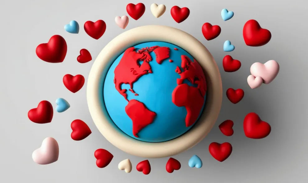 World with heart shapes